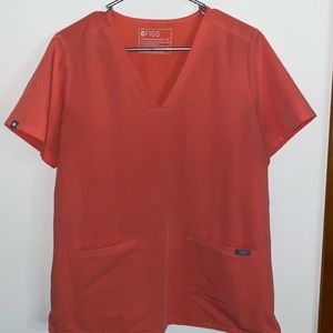 Womens figs medium scrub set hot coral